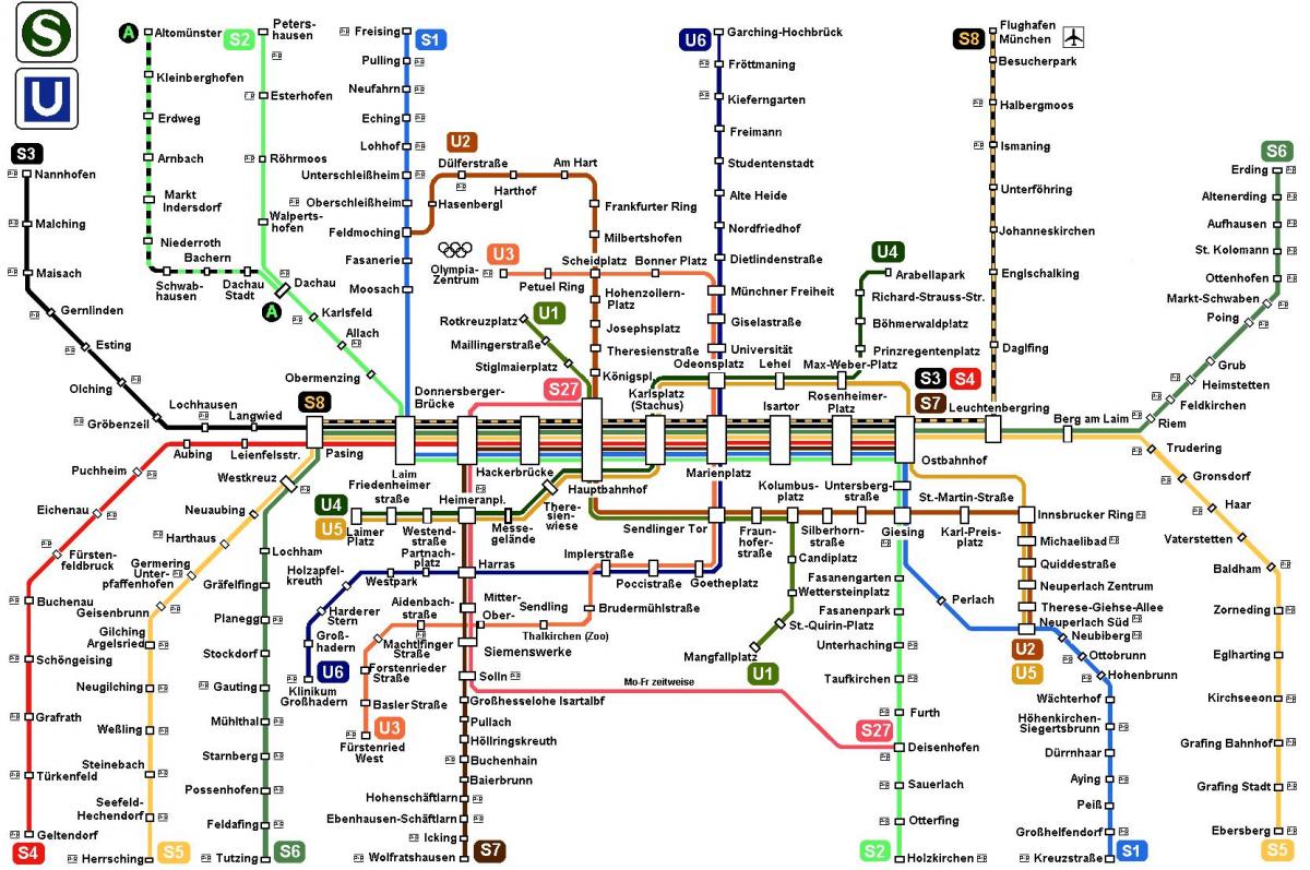 metroa mapa munich, alemania