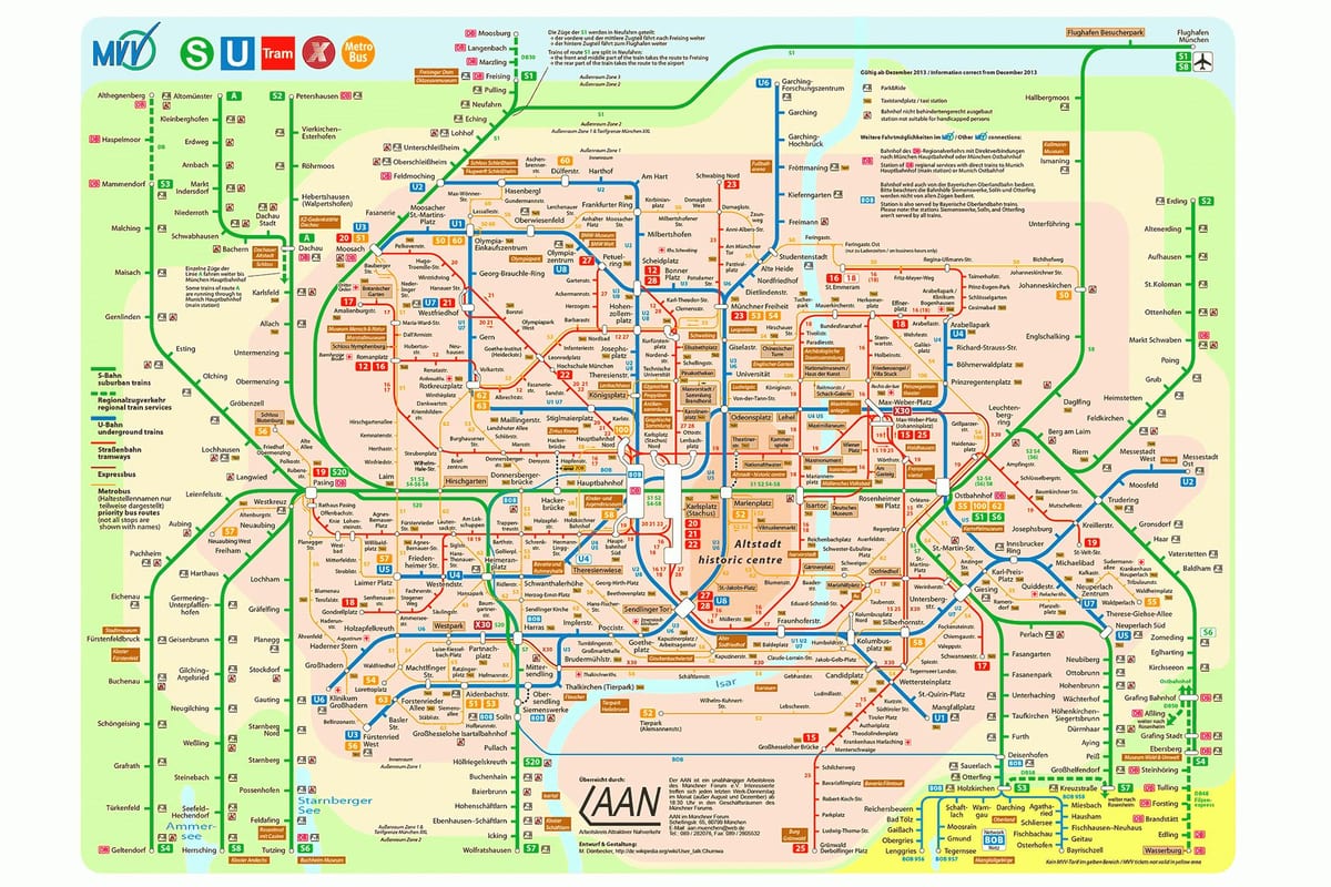 municheko garraio publikoaren mapa